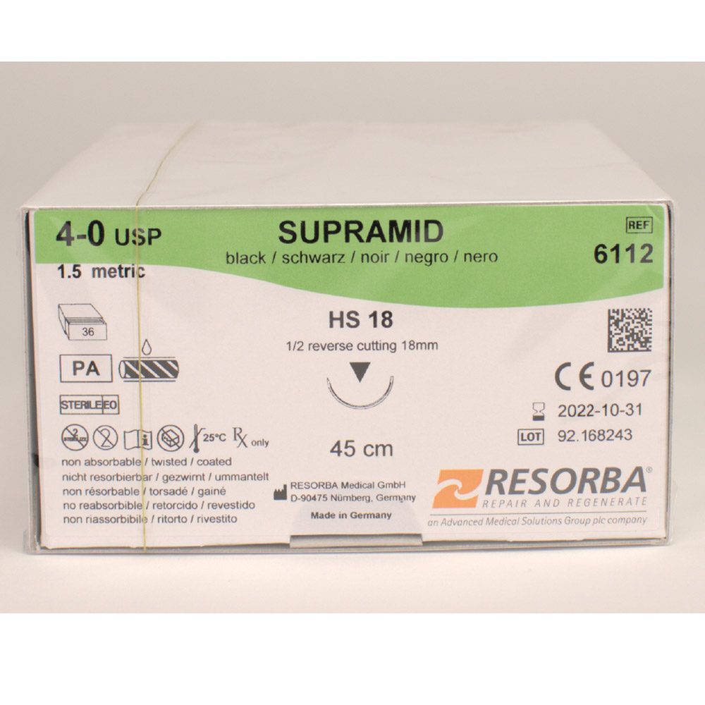 Supramid schwarz 4/0 HS18 3Dtz