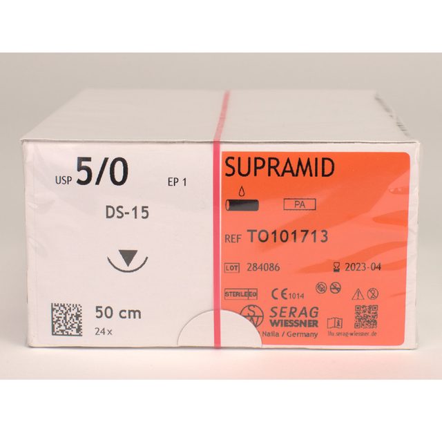 Supramid schwarz 5/0 DS-15  2Dtz