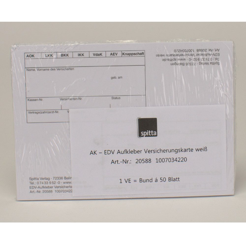 Anschriftenblatt EDV gemäß KVK selbstklebend 90 x 52 mm weiß, Packung