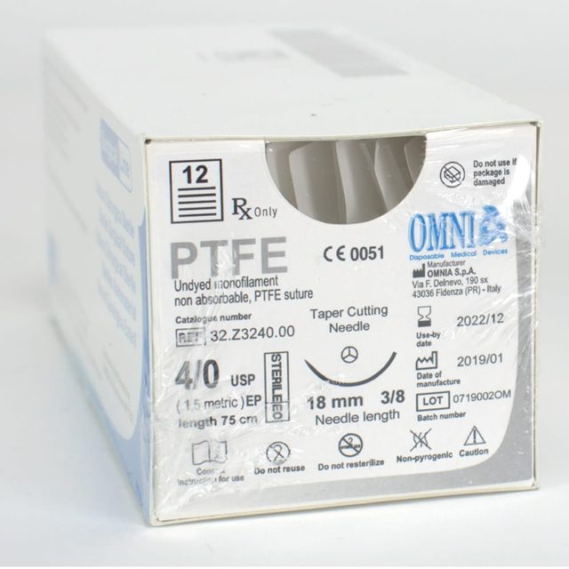 Omnia Nahtmaterial PTFE 4/0 HRT75cm 12St