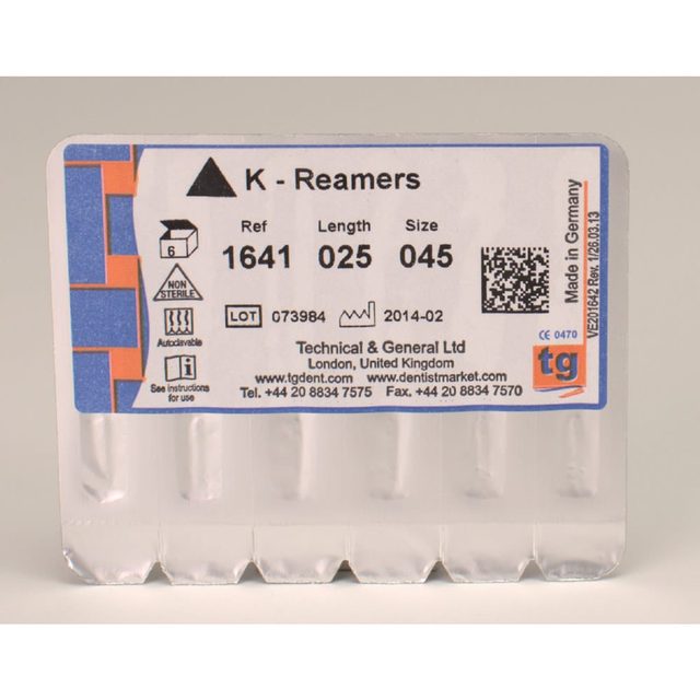 tg K-Reamers 25mm Size 045 6pcs
