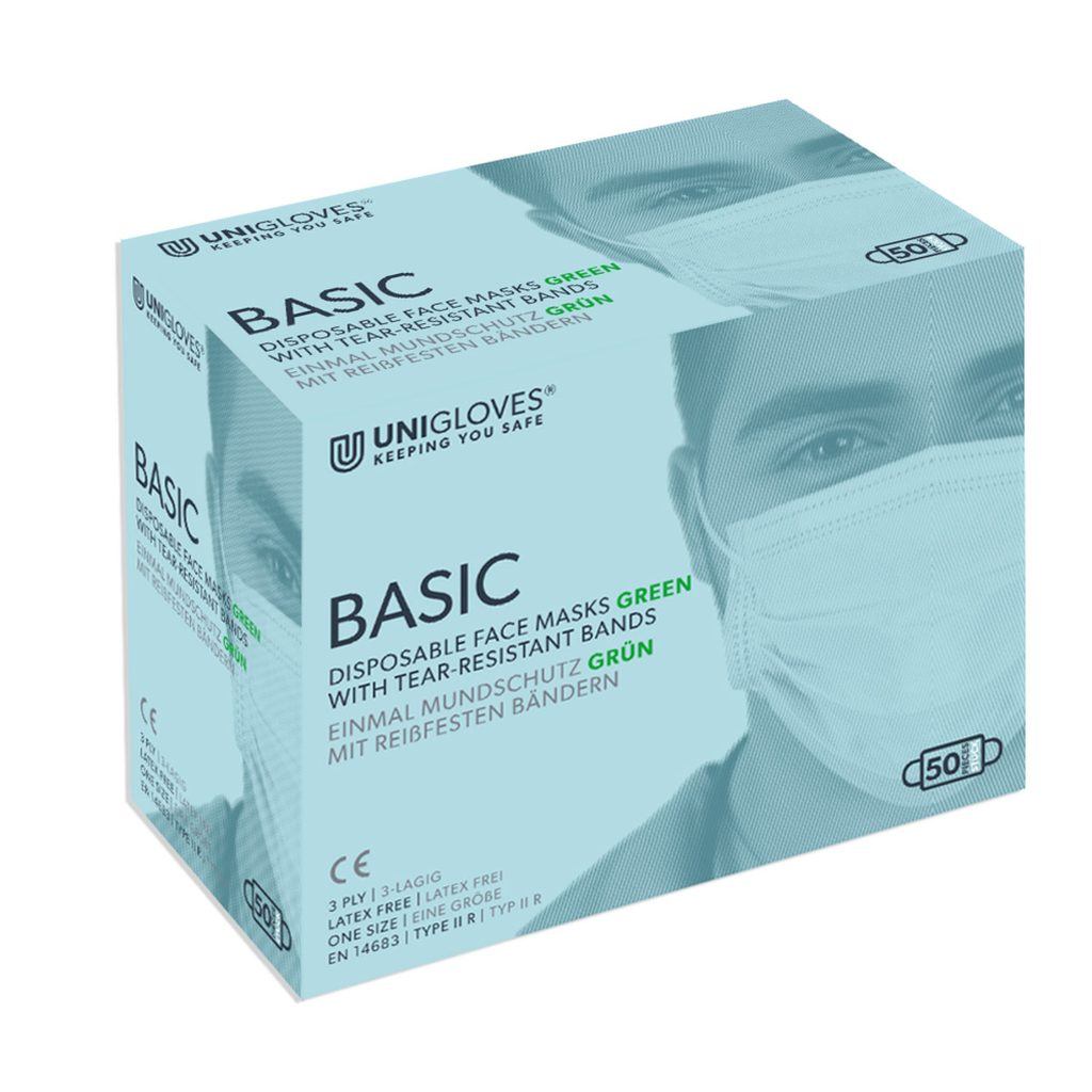 Mundschutz OP Basic grün Band 50St
