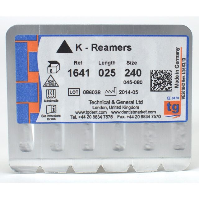 tg K-Reamers 25mm Size 45-80 6pcs
