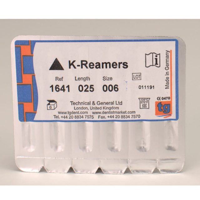 tg K-Reamers 25mm Size 006 6pcs
