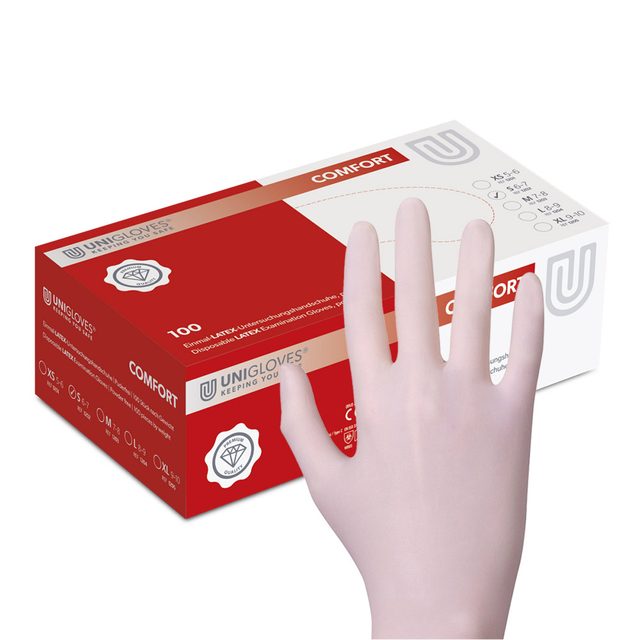 Comfort Latex Handschuhe puderfrei S, 100 Stück