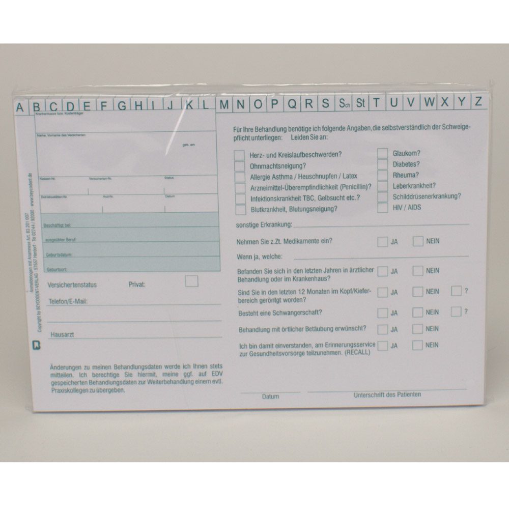 Anmeldebogen + Anamnese Deutsch Bl