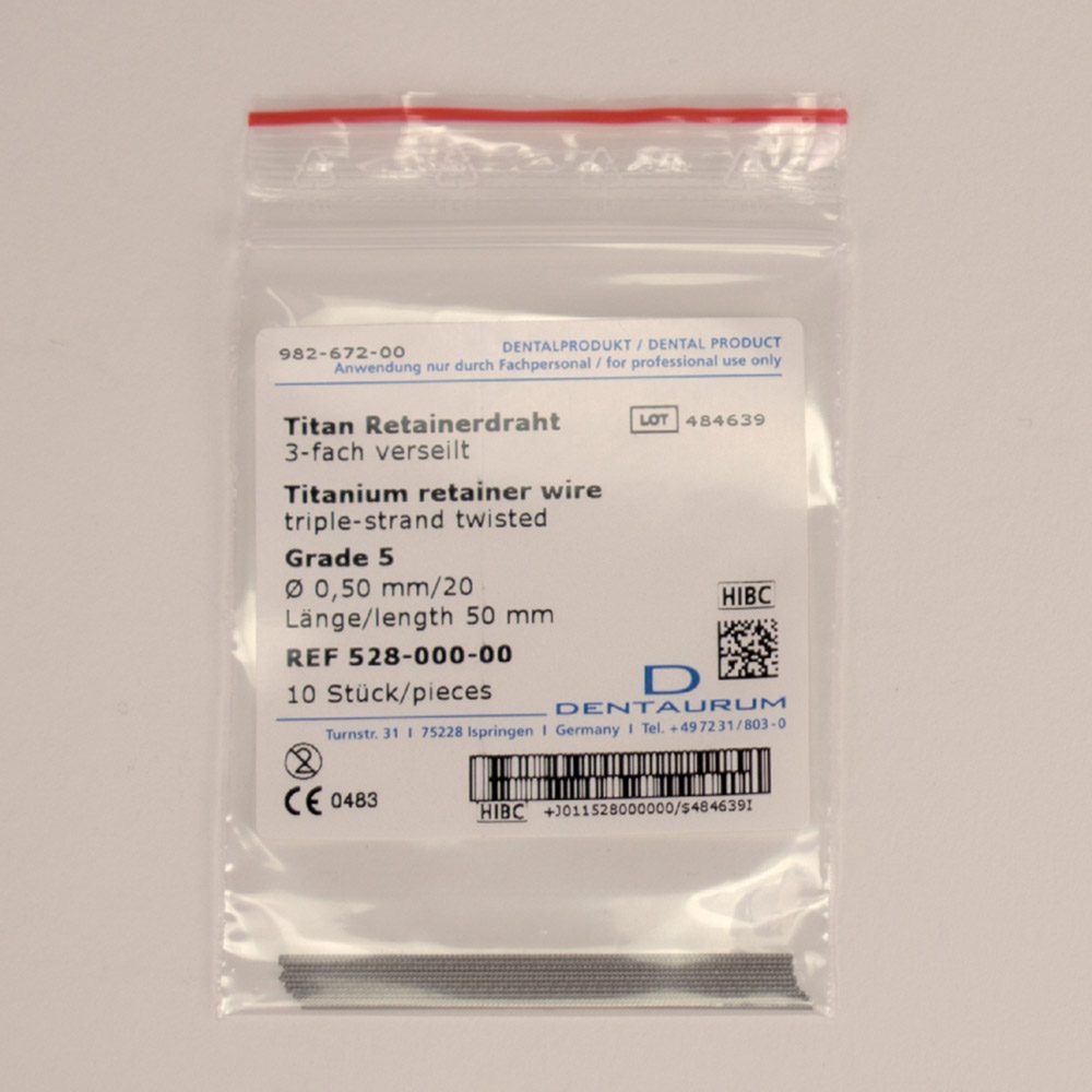 Titan-Retainerdraht 0,50 mm Grade 5, 10 Stück