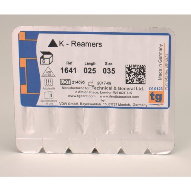 tg K-Reamers 25mm Size 035 6pcs