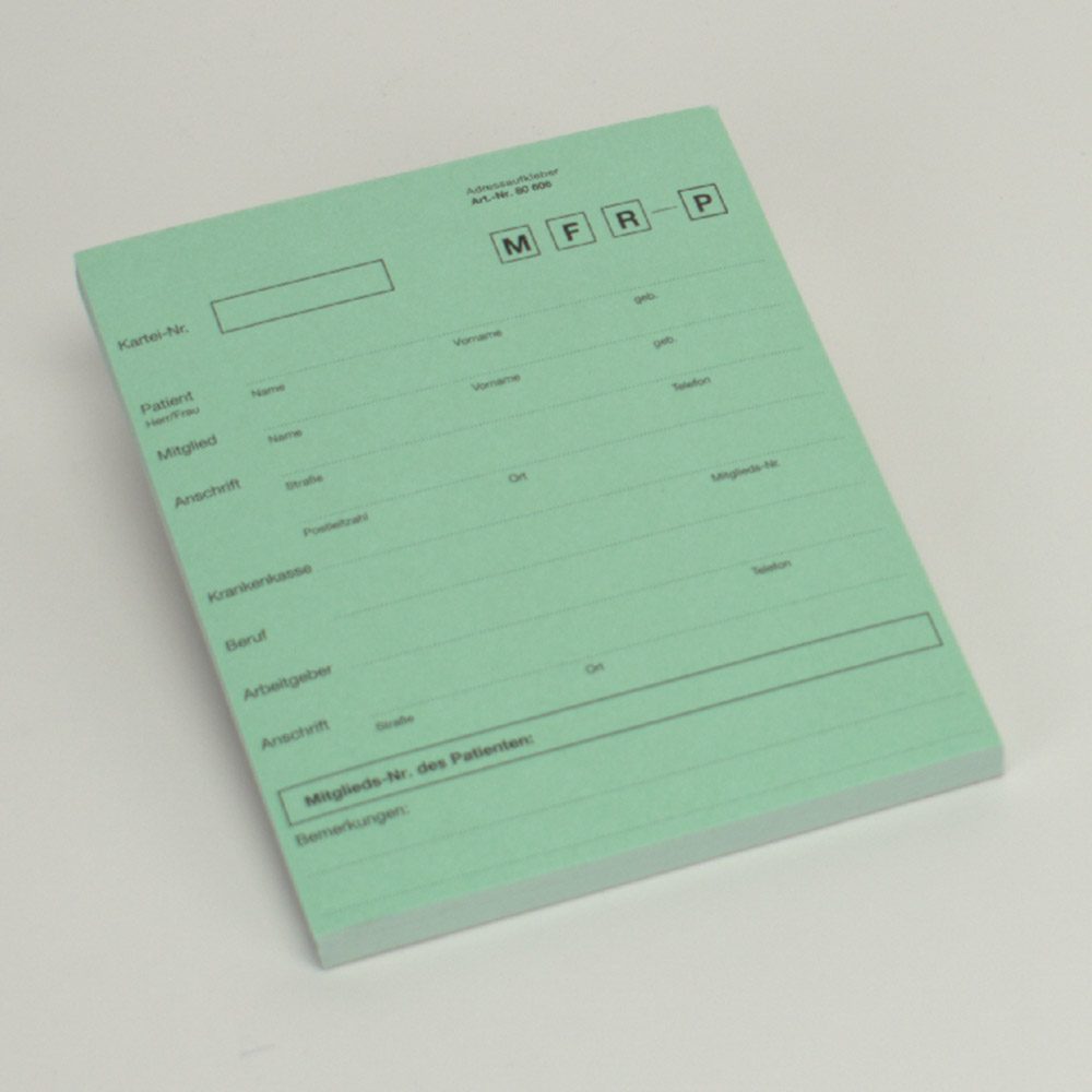 Anschriftenblatt A5 Kartei selbstklebend 142 x 115 mm blau, Block