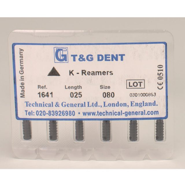 tg K-Reamers 25mm Size 080 6pcs