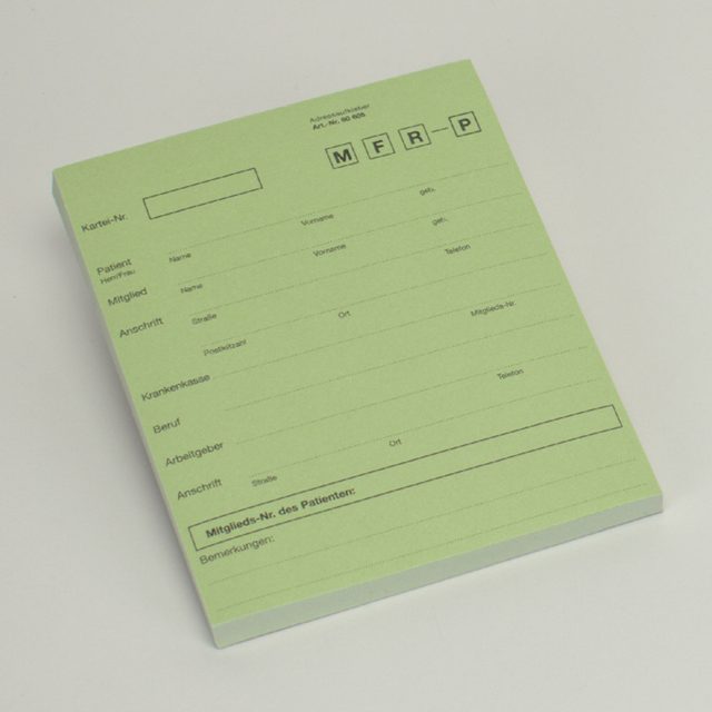 Anschriftenblatt A5 Kartei selbstklebend 142 x 115 mm grün, Block