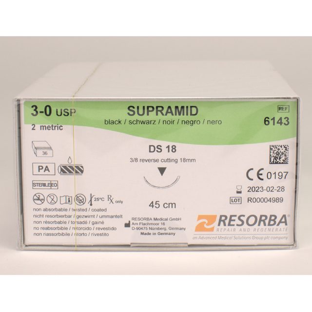 Supramid schwarz 3/0 DS-18  3Dtz