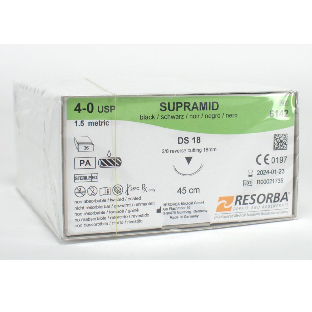 Supramid schwarz 4/0 DS18 3Dtz
