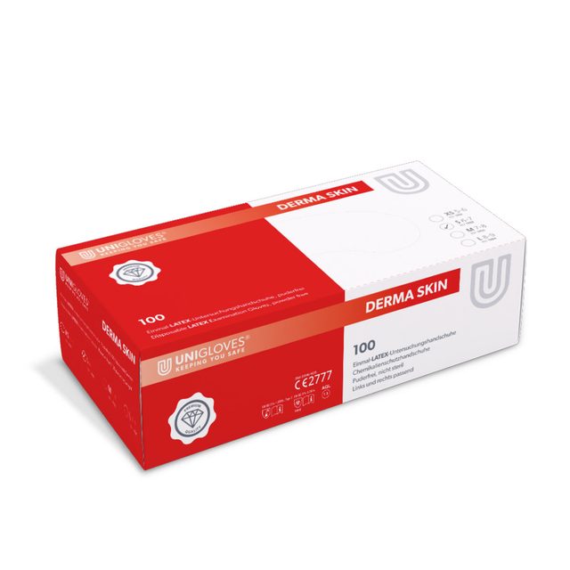 Derma Skin Latex Handschuhe puderfrei S, 100 Stück