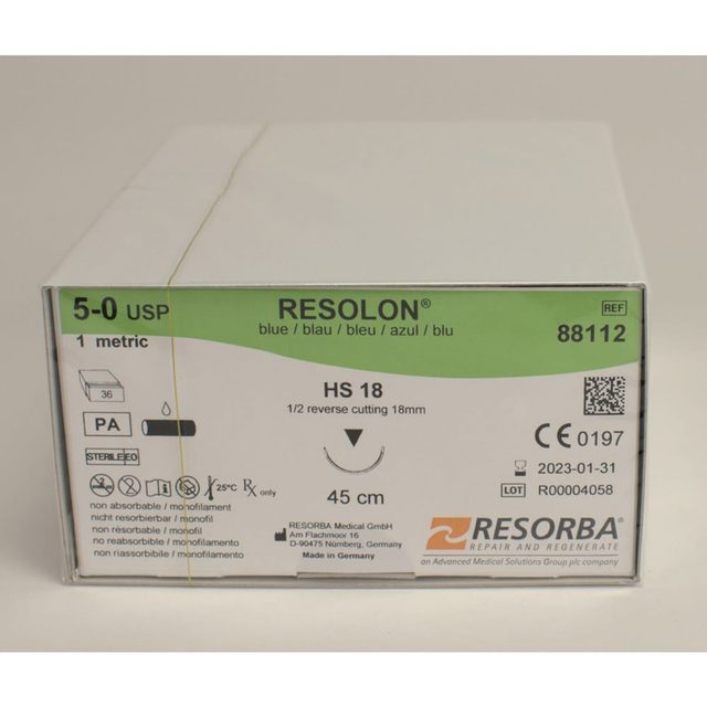 Resolon Monofil blau 5/0 HS18  3Dtz