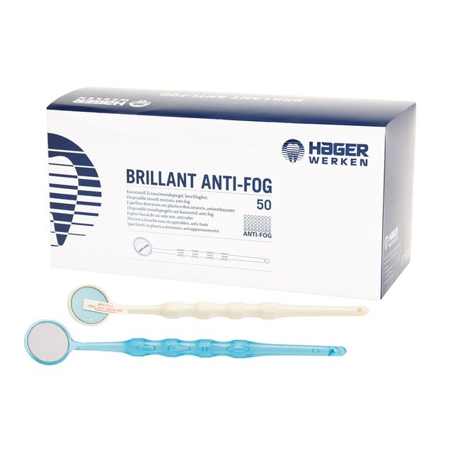 Brillant Anti-Fog Mundspiegel blau-transparent, 50 Stück