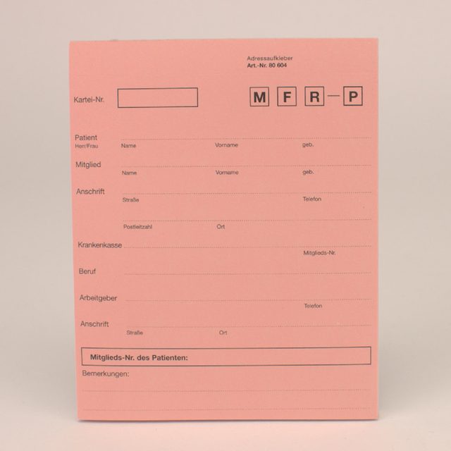 Anschriftenblatt A5 Kartei selbstklebend 142 x 115 mm rosa, Block