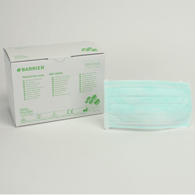OP-Maske Barrier grün m. Band 60St