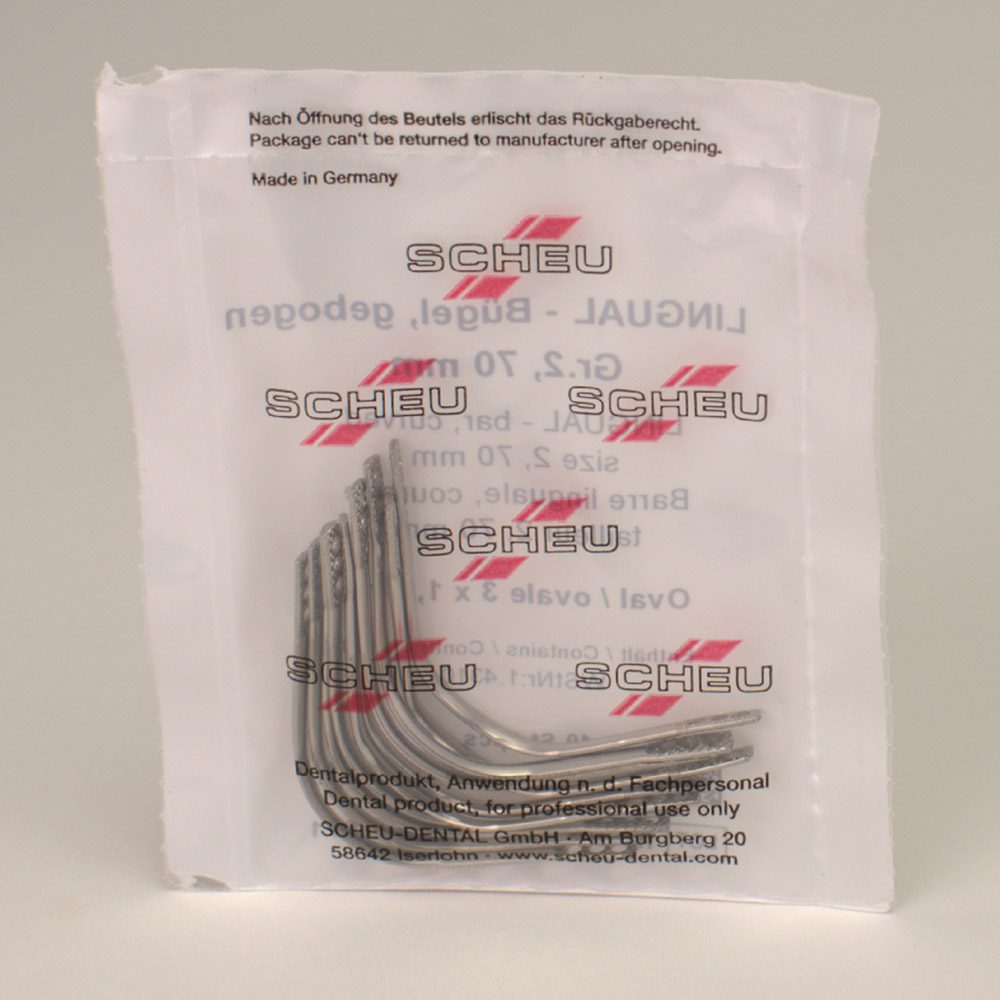 Lingualbügel gebogen 70 mm, 10 Stück