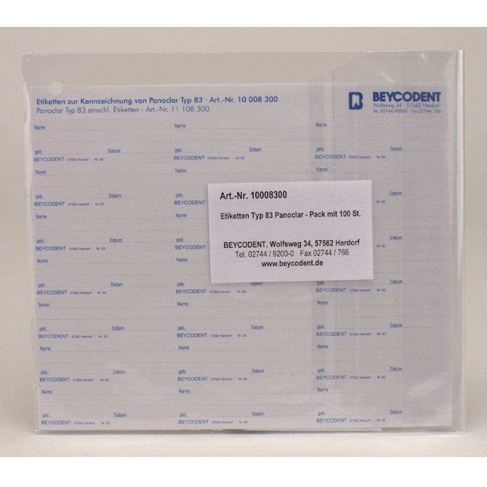 Etiketten für Panoclar Typ 83 100St