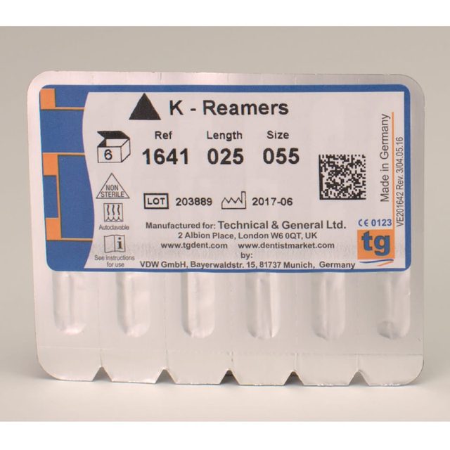 tg K-Reamers 25mm Size 055 6pcs