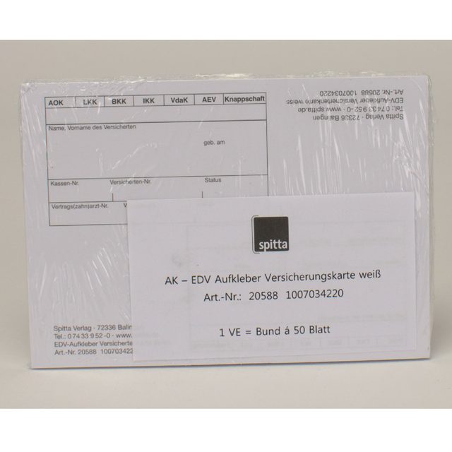 Anschriftenblatt EDV gemäß KVK selbstklebend 90 x 52 mm weiß, Packung