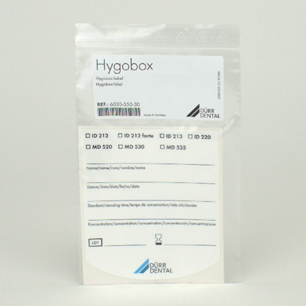 Klebeschilder Hygobox, 4 Stück