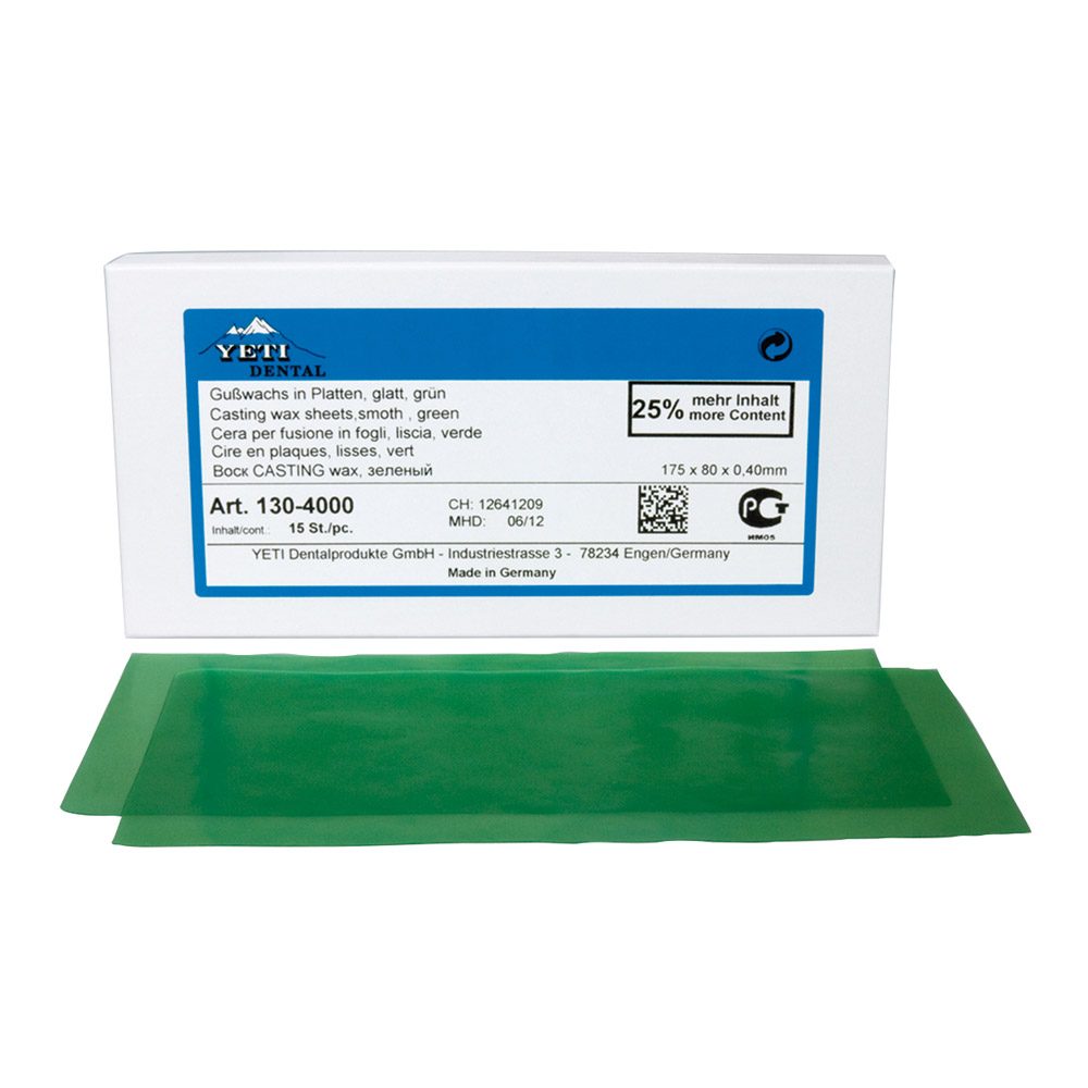 Wachsplatten glatt grün 0,60 mm, 15 Stück