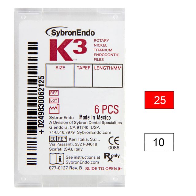 K3 NiTi-Files .10 Gr.25 17 mm, 6 Stück