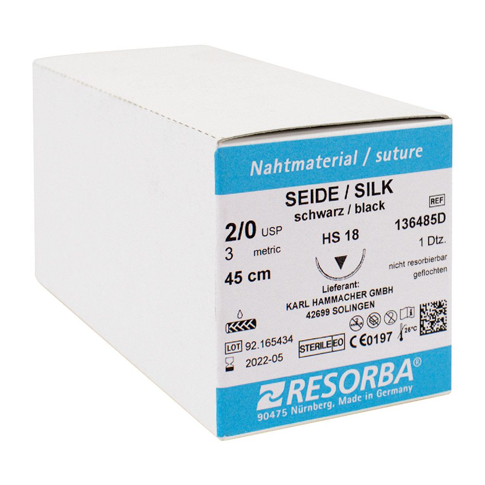 Resorba Seide schwarz 2/0 HS22  1Dtz