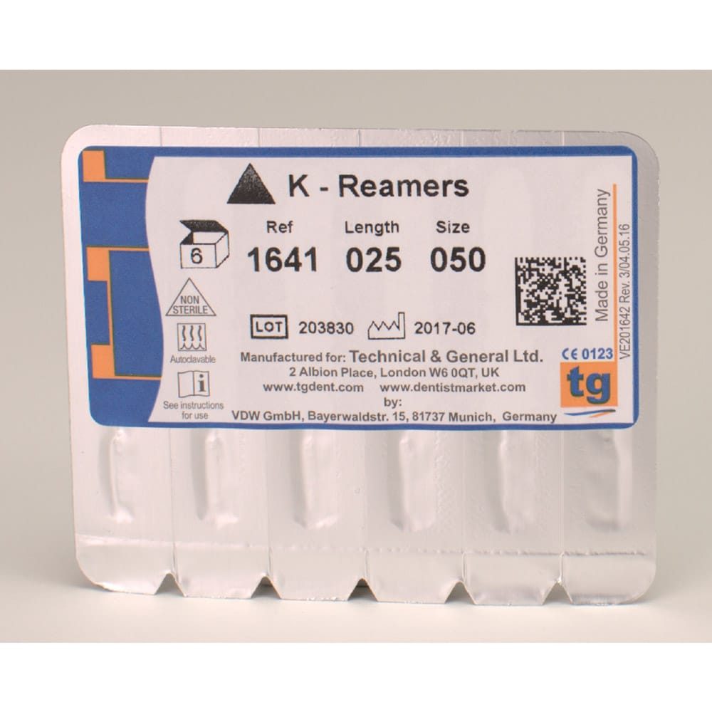 tg K-Reamers 25mm Size 050 6pcs