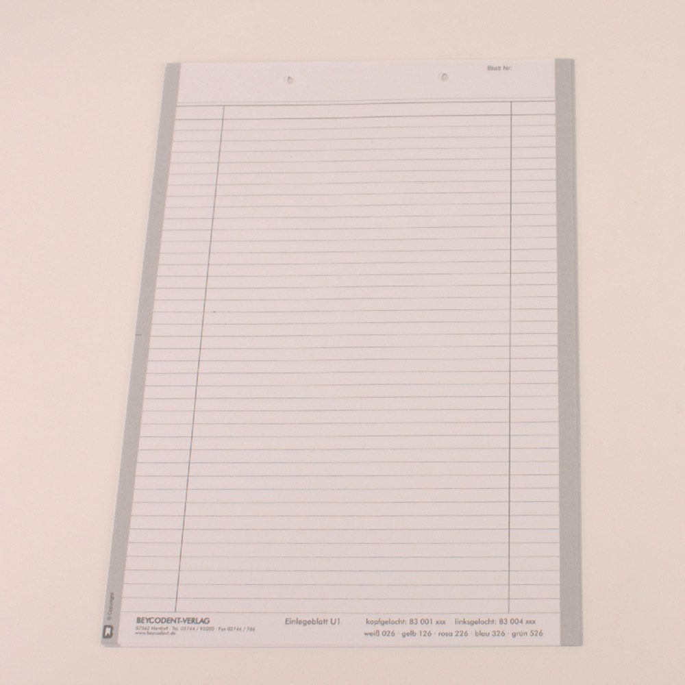 Einlegeblatt U1 Kopfgel 83001026 Pa