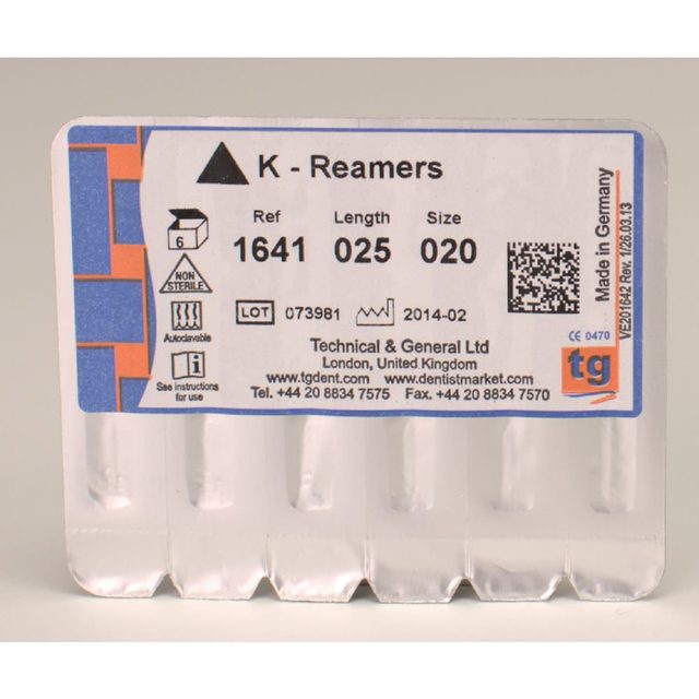tg K-Reamers 25mm Size 020 6pcs