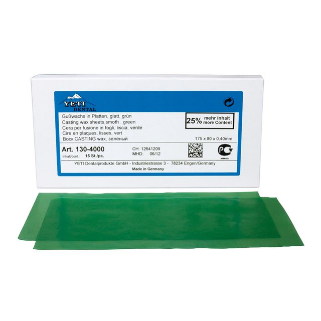 Wachsplatten glatt grün 0,60 mm, 15 Stück