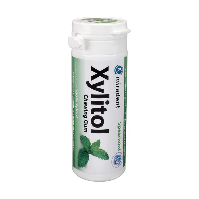 miradent Xylitol Gum Spearmint, 12 x 30 Stück Dose