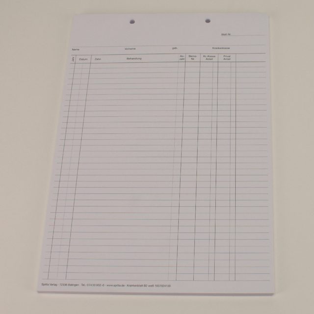 Krankenblatt B2 weiss kopfgel. 100St
