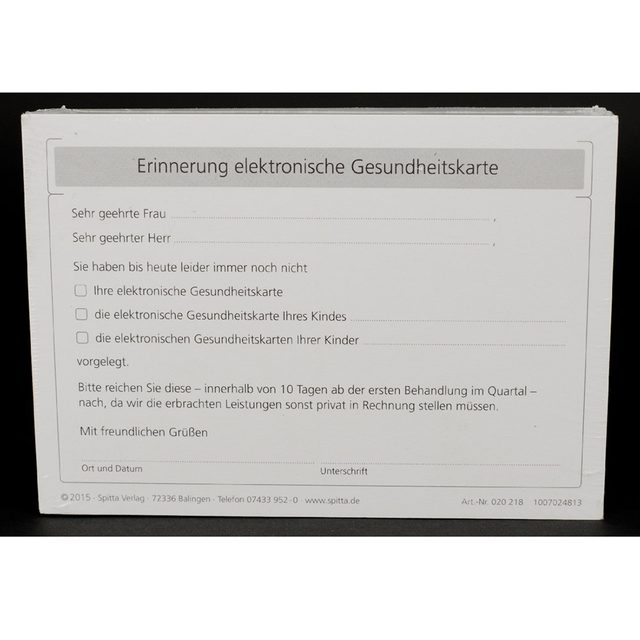 Erinnerung KVK DIN A6, 100 Stück