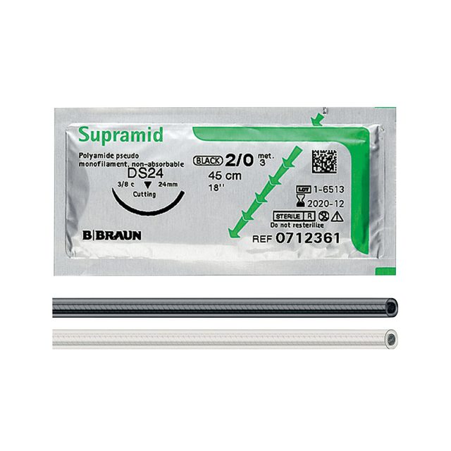 Supramid schwarz HS15 4/0 45cm, 12 Stück