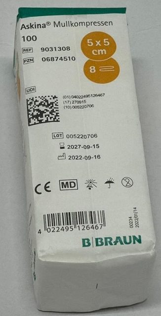 Askina Mullkompressen 5x5cm unstr. 100St