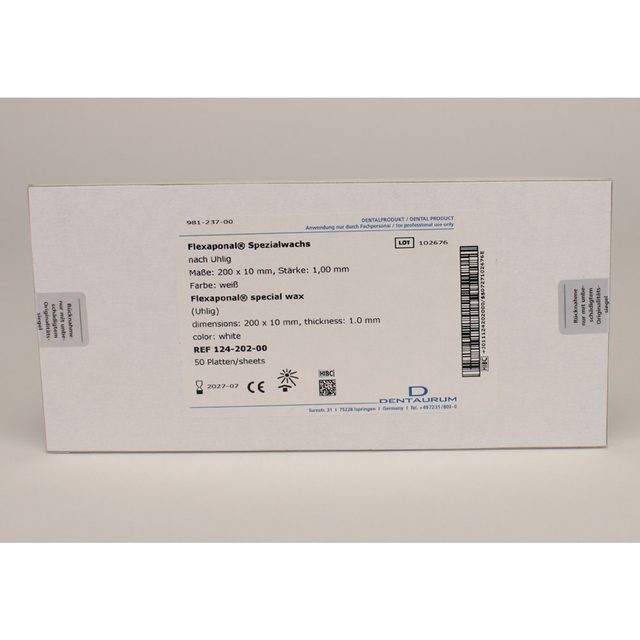 Flexaponalwachs weiss 200x10mm 80G