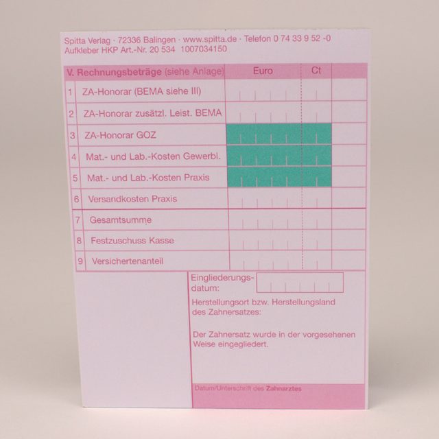 Heil- und Kostenplan Aufkleber selbstklebend, 100 Stück
