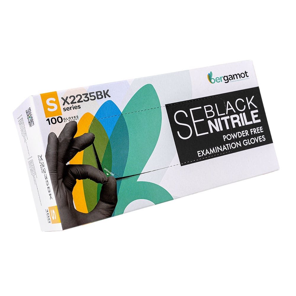 Nitril Gloves Bergamot PF black L 100St