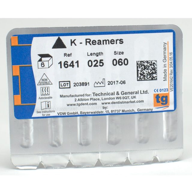 tg K-Reamers 25mm Size 060 6pcs