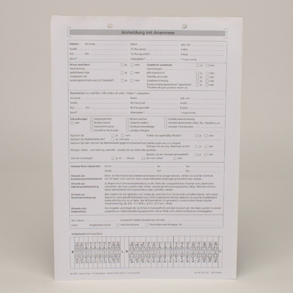 Anmeldung + Anamnese A4-130 100St
