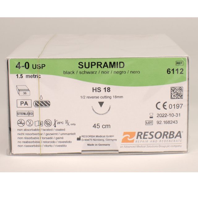 Supramid schwarz 4/0 HS18 3Dtz
