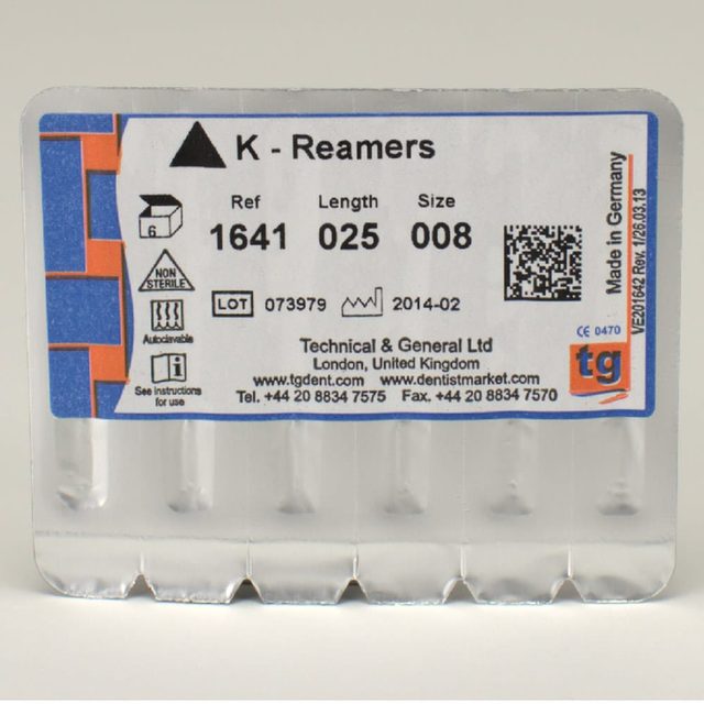 tg K-Reamers 25mm Size 008 6pcs