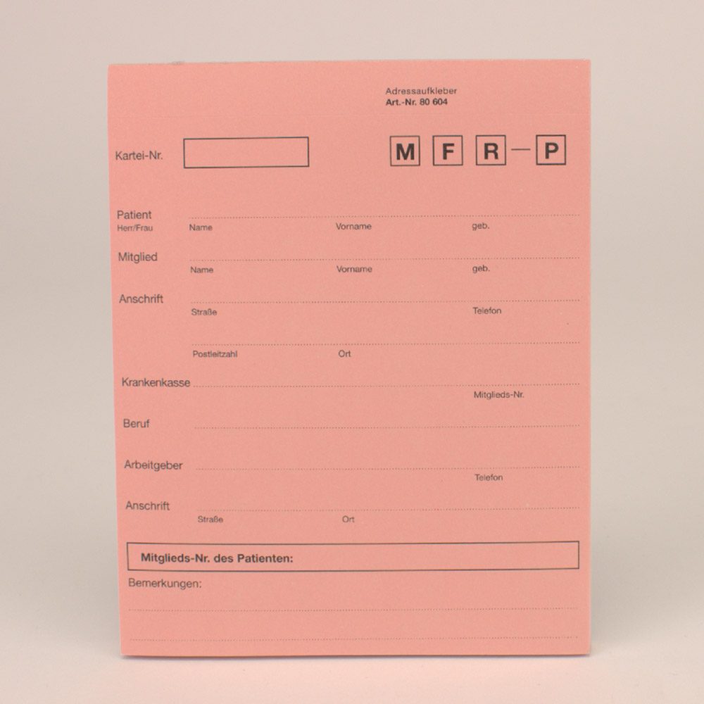 Anschriftenblatt A5 Kartei selbstklebend 142 x 115 mm rosa, Block