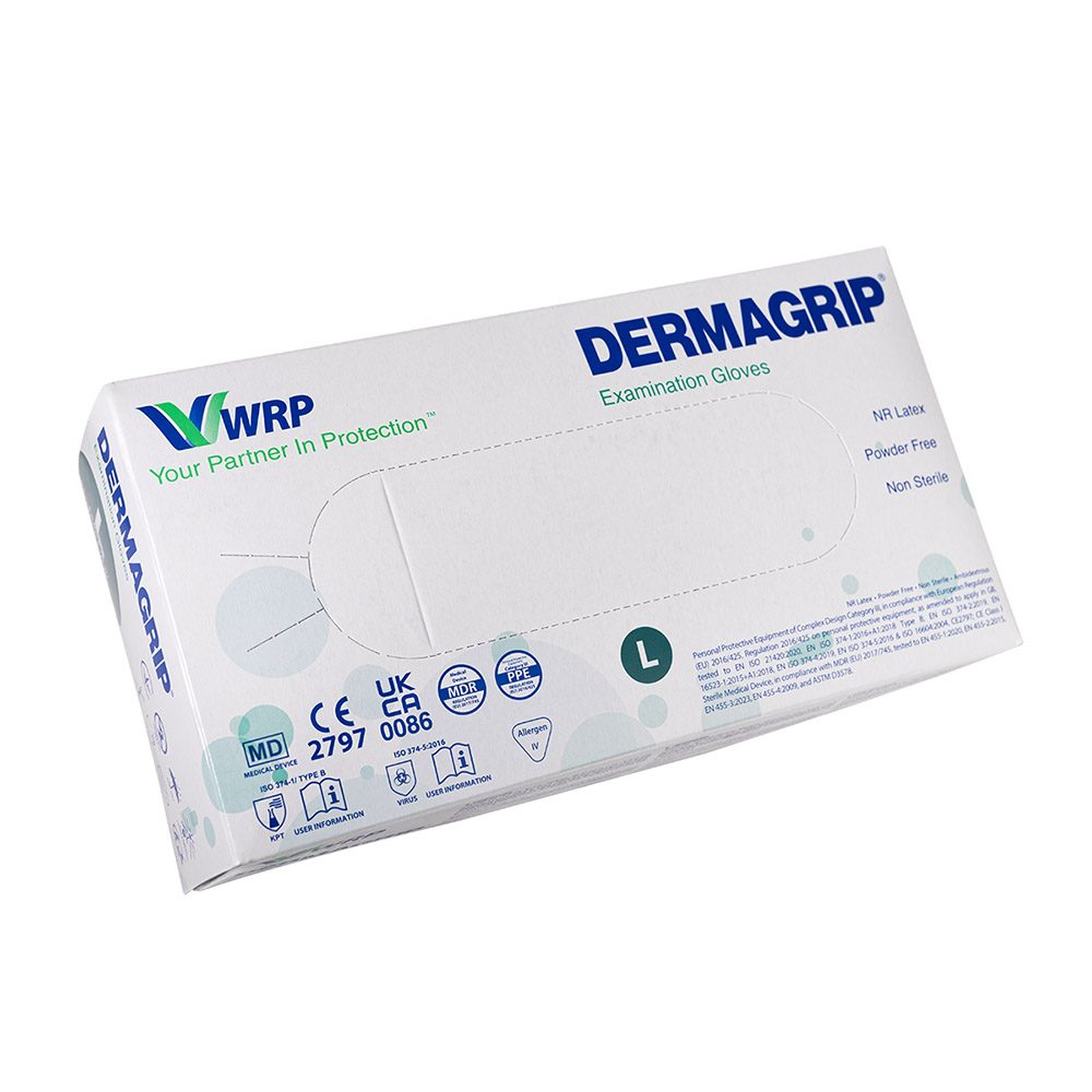 Dermagrip Latex pdfr n.weiss Gr.L  100St