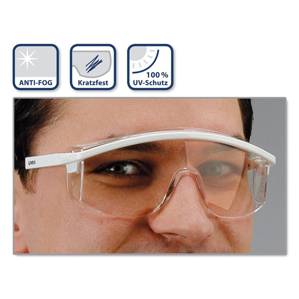 Schutzbrille iSpec Safety Fit weiß/transparent, Stück