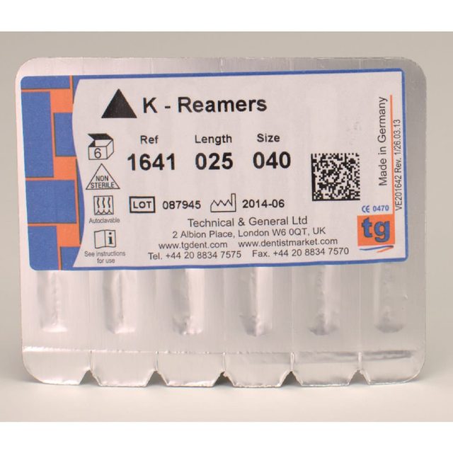 tg K-Reamers 25mm Size 040 6pcs